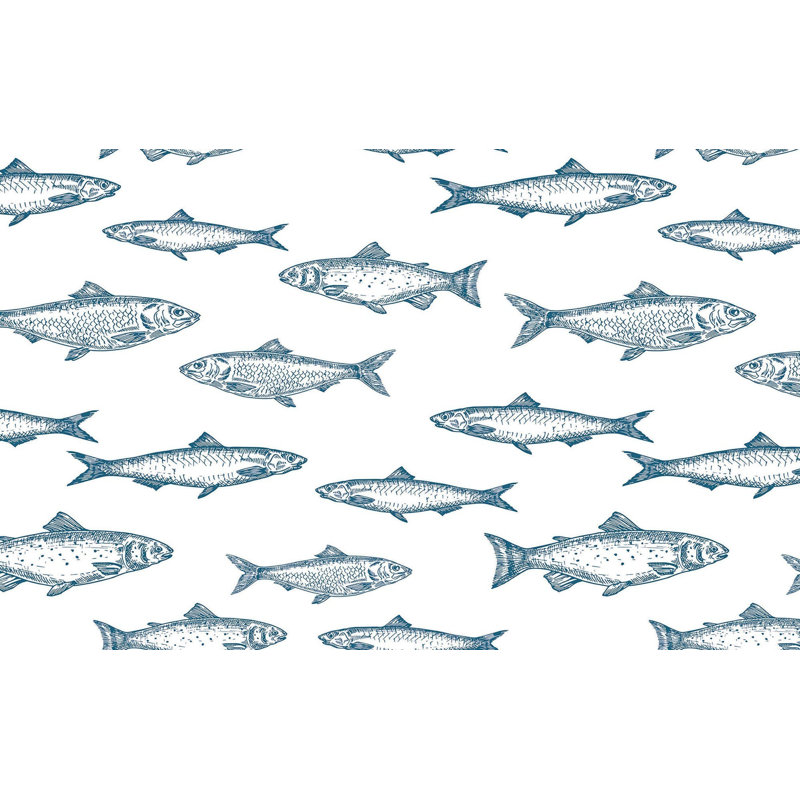 Premium Peel & Stick Wall Mural - Fish Pattern, 96" L x 120" W