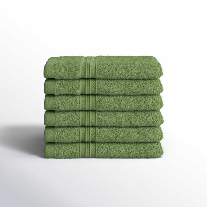 450 GSM Simba Eco-Friendly Sustainable Solid Cotton Face Towel / Washcloth Set, Terrace Green