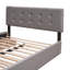 Grand lit plateforme tapissier avec 2 tiroirs et lit gigogne simple TG, lin gris, bouton, lit à lattes, sans sommier tapissier, option pour économiser de l'espace