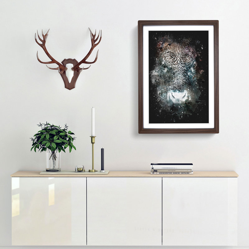 Colourful Bull Cow - Framed Print, Walnut Framed, 45cm H x 33cm W x 2cm D
