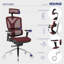 Chaise de bureau ergonomique Nouhaus, grande et haute chaise de bureau en filet avec appui-tête réglable, accoudoirs 4D et roulettes, chaise de bureau pivotante pivotante pour bureau à domicile-63888886