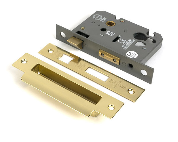 Polished Bronze 3" Euro Profile Sash Lock, Polished Brass