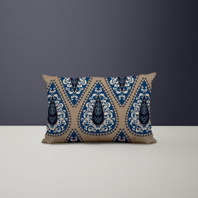 Paisley Outdoor Reversible Throw Pillow, Beige