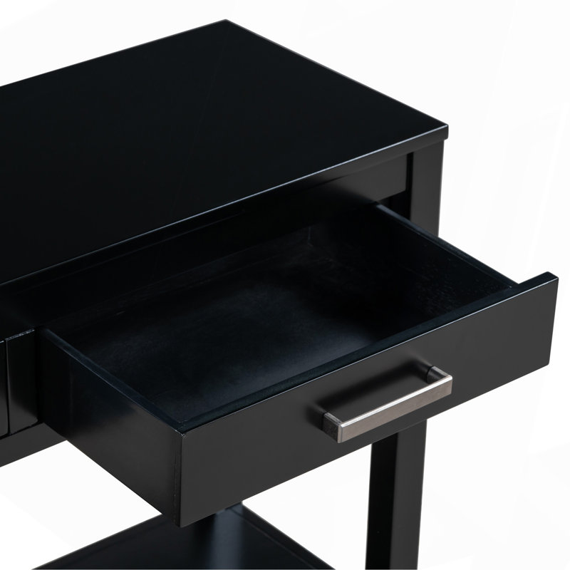 Console avec tablette inférieure et 3 tiroirs, Noir