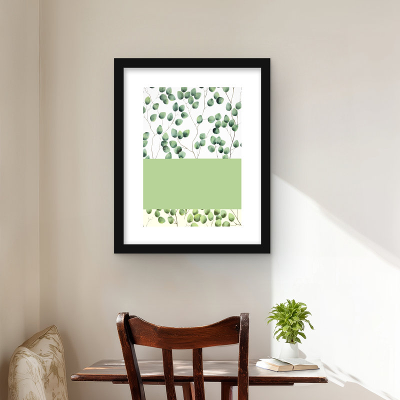 «Climbing Leaves - Green Living», impression encadrée avec passe-partout