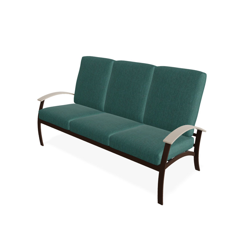Askar 71.5'' Wide Powder Coated Aluminum Patio Sofa with Cushions, Textured Kona, Cast Breeze Sunbrella® Plainweave