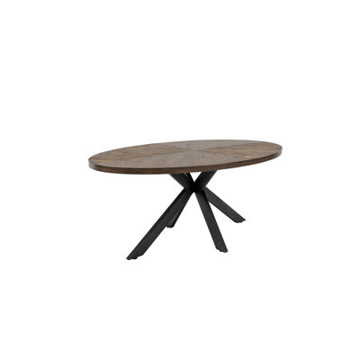 Oak Oval Metal Base Dining Table