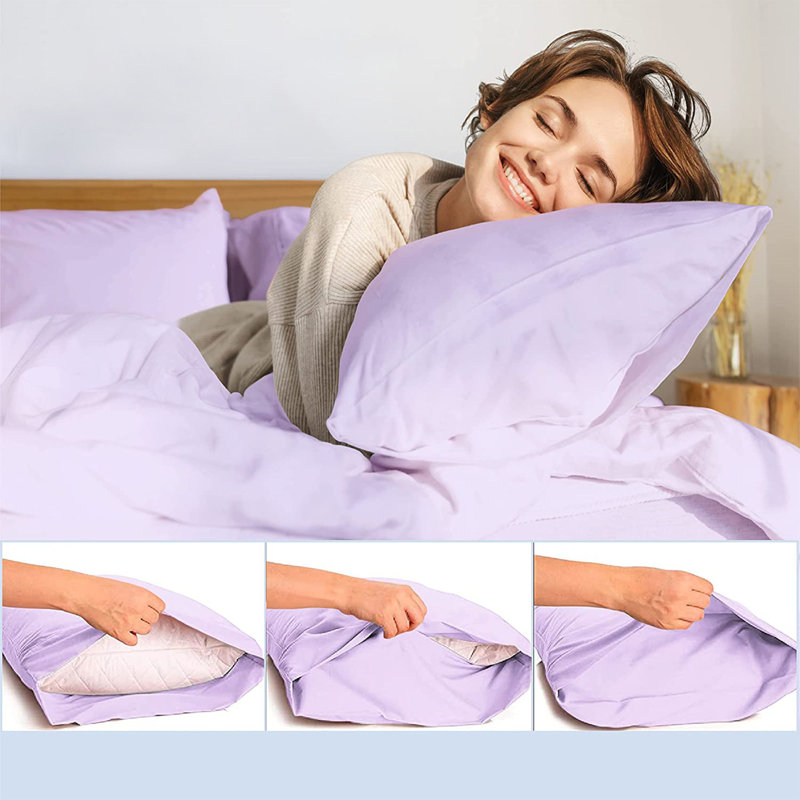 LuxClub 2 PC Periwinkle Queen Performance Microfiber Solid Pillowcase Set, Periwinkle, Queen Pillowcase