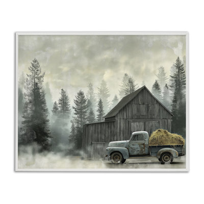 «Vintage Pickup at Misty Barn», dessin par Imagine It Images