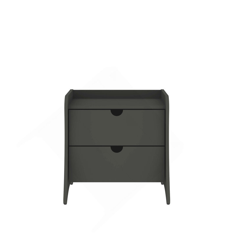 Coney 20" Nightstand in Charcoal Gray (2-Drawer), Charcoal Gray