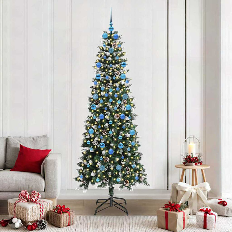Artificial Christmas Tree with 300 LEDs Green, 6.89' H, Blue