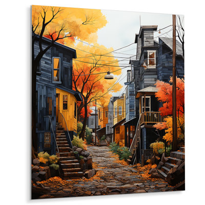 «Cityscape Alleyway Patchwork III - City», reproduction d'art en métal