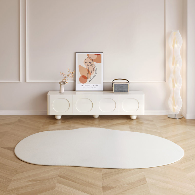 Meuble télé moderne blanc crème pour le salon, la chambre à coucher, meuble télé avec 2 armoires
