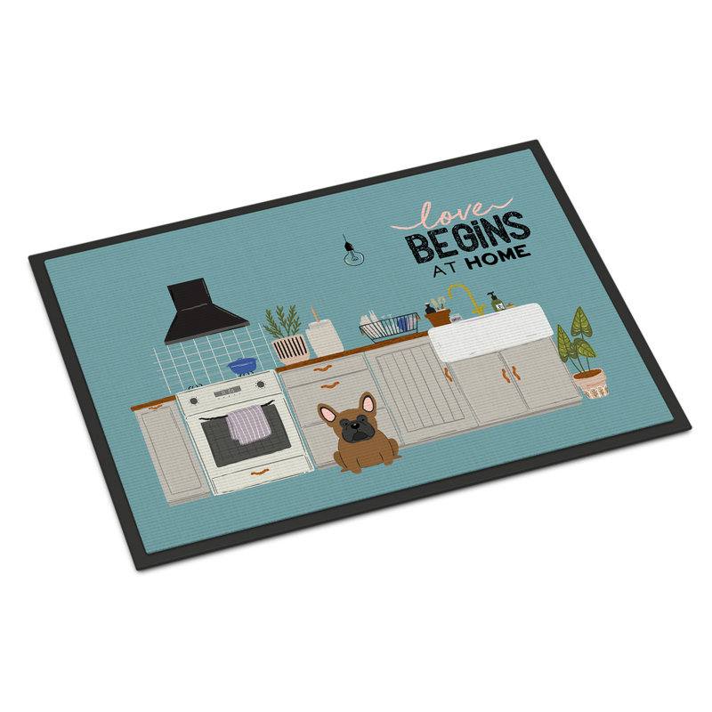 Tapis d'entrée antidérapant Guerriero, Bouledogue français brun, L 18 po x L 27 po