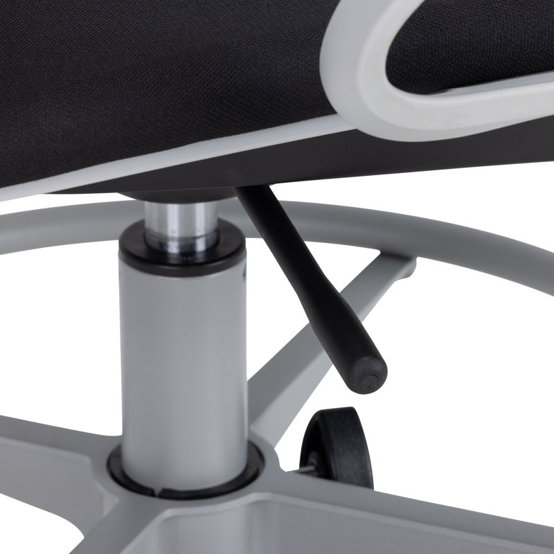 Cascade Adjustable-Height Mobile Drafting Chair With Foot Ring, High Stool With Wheels For Standing Desk Workstation (Set Of 2)