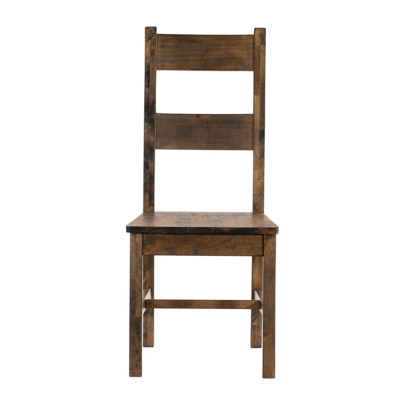 Chaises de salle à manger transitionnelles classiques de 2 pièces, bois massif, aspect rustique, brun bruni, capacité de poids de 250 lb, perspective brun caoutchouc, 250 lb