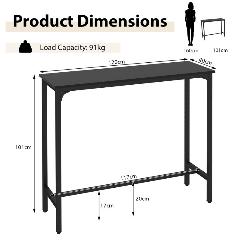 Metal Base Dining Table, Black
