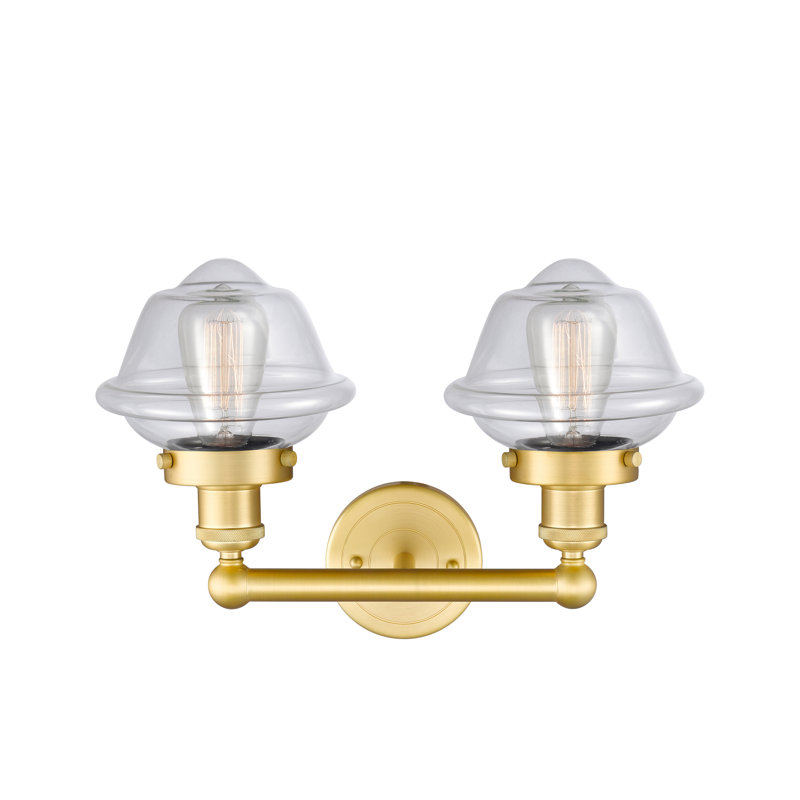 Éclairage pour meuble-lavabo à 2 lumières à intensité variable Grourke, Transparent, Or satiné