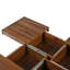 Table basse en placage de noyer avec plateau coulissant et rangement Elan