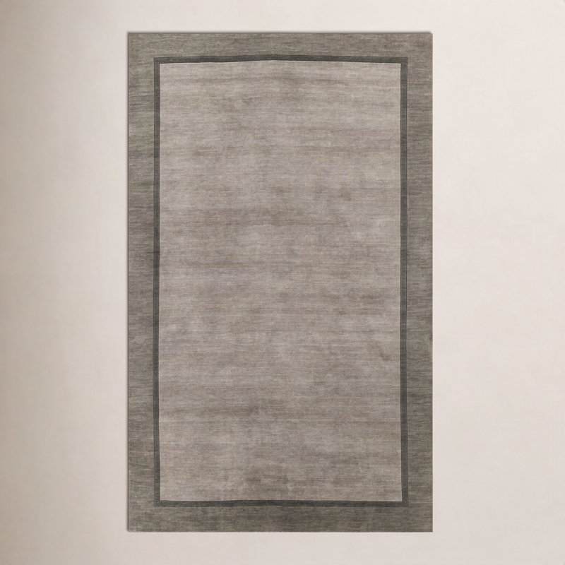 Zaley Handmade Tufted Wool Gray Area Rug, Rectangle 5' x 8'