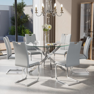 7 - Piece Round Glass Pedestal Dining Set