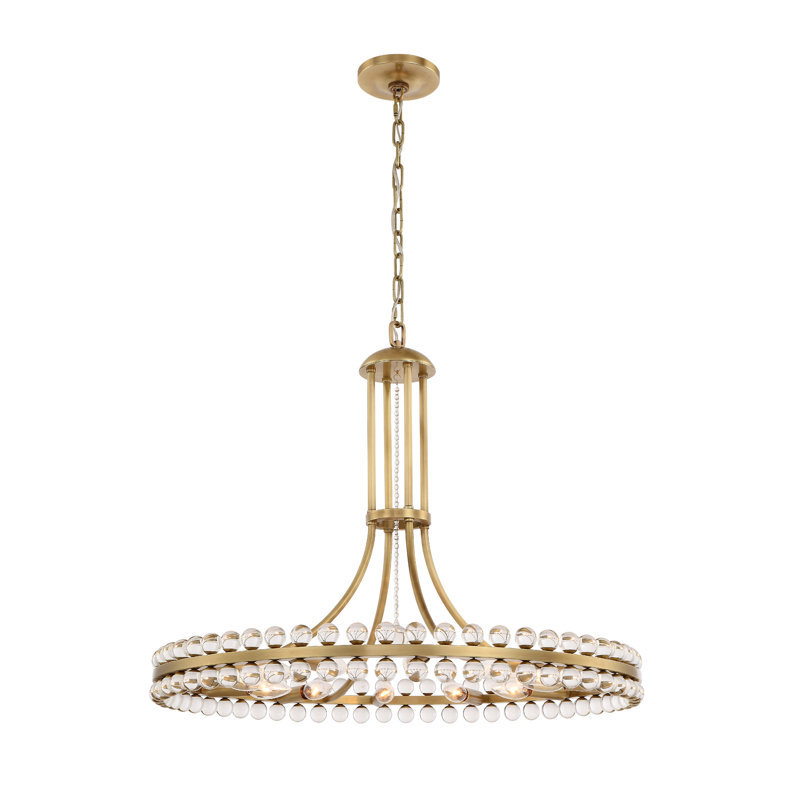 Clover 12-Light Crystal Pendant, 28.75", Aged Brass