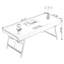 Light Taupe Rectangle Faux Leather Writing Desk with Drawers and Built-in Power Outlet
