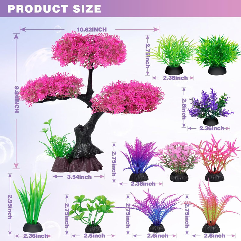 Ensemble de décoration d'aquarium en forme de cerisier rose