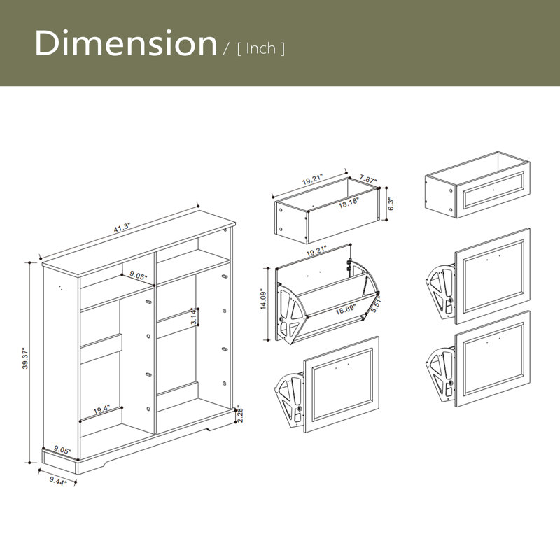 Range-chaussures avec 2 tiroirs, 4 tiroirs rabattables, range-chaussures autoportant avec tablette réglable, range-chaussures pour vestibule, vestibule