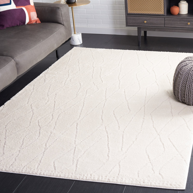 Bahiya Abstract Machine Woven Polyester Area Rug in Ivory/Beige, Rectangle 4' x 6'
