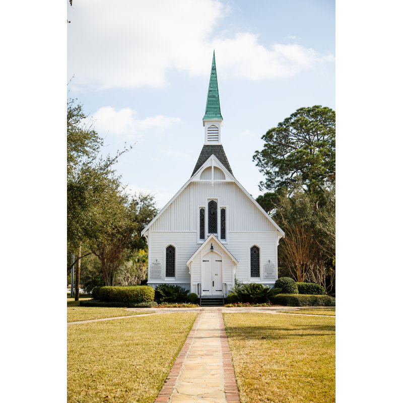 Small White Church Down Sidewalk by Dbvirago - Wrapped Canvas Print, 46cm H x 30cm W x 3.8cm D