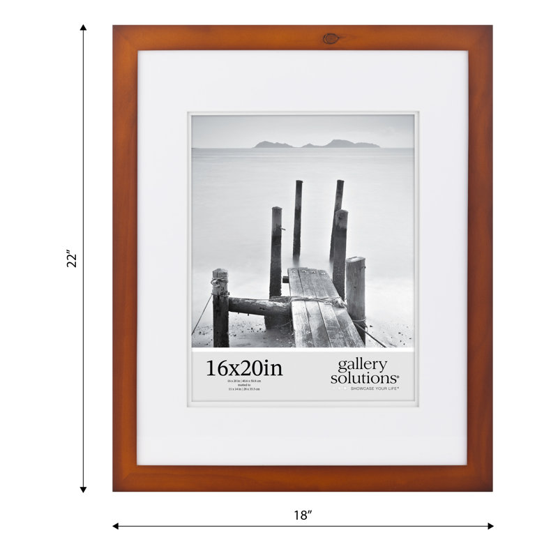 Classic 16x20 Walnut Wood Picture Frame with Double White Mat