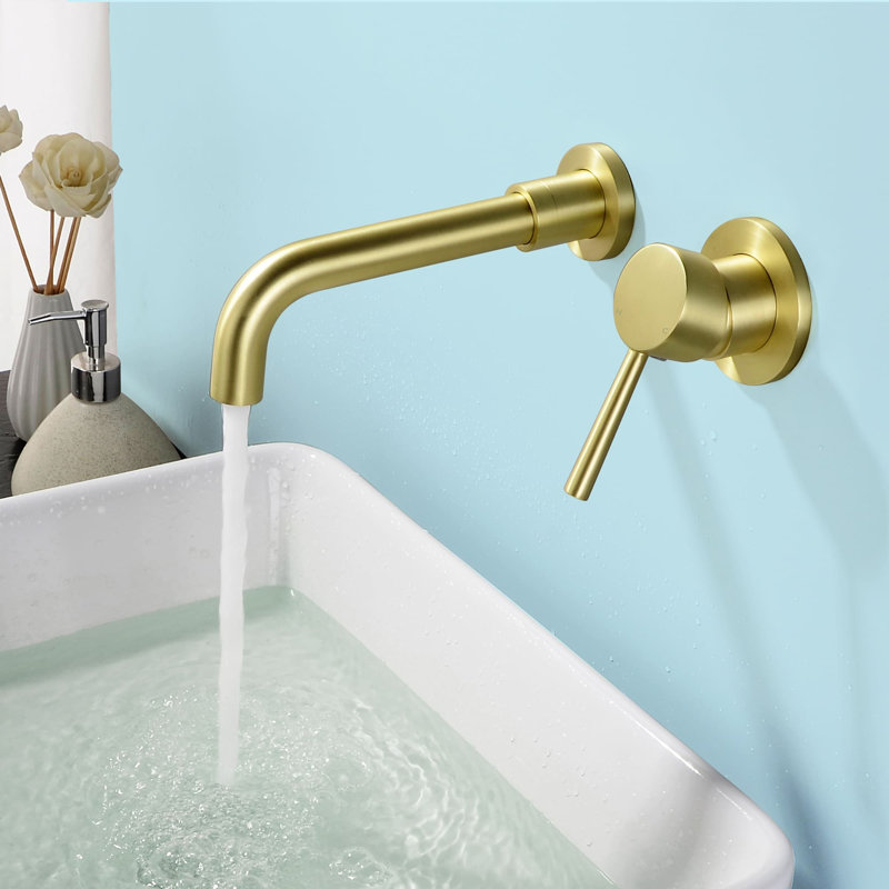 Wall Single-handle Bathroom Faucet, Brushed Gold