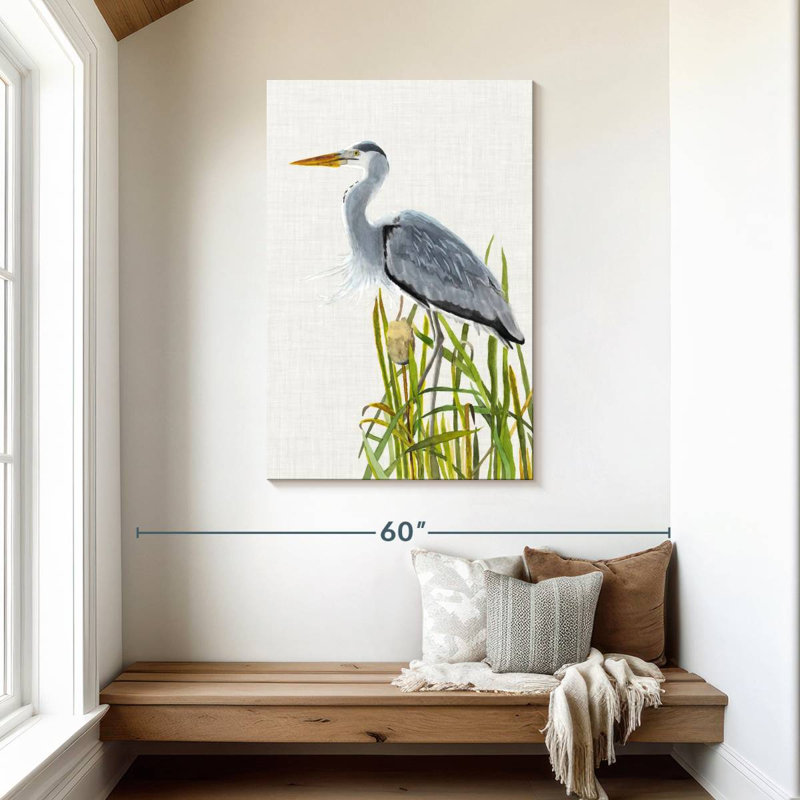 Brampt oiseaux d'eau et quenouilles II, H 45 po x l 30 po