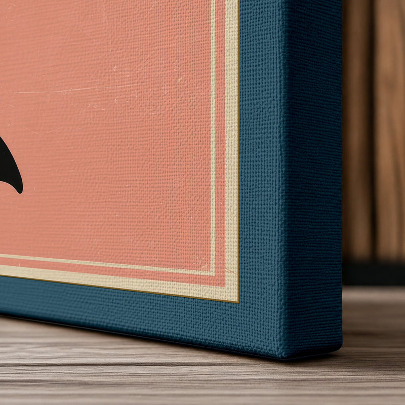 Leaping Orca Mid-Century - Wrapped Canvas, 18x12 - 45.7 x 30.5 cm, Teal Border