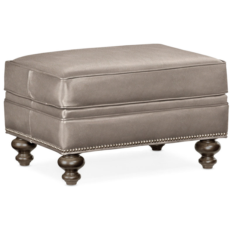 Repose-pieds rectangulaire en cuir véritable 26 "West, Cuir véritable Outsider Raven, Pavées, Nickel