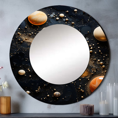 Shamin abstrait café Nitro Nebula II - grand miroir mural de formes abstraites, miroir décoratif rond moderne, impression d'art en métal