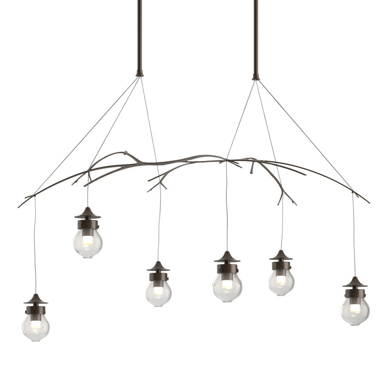 Kiwi Clear Glass Pendant, Bronze, 48"