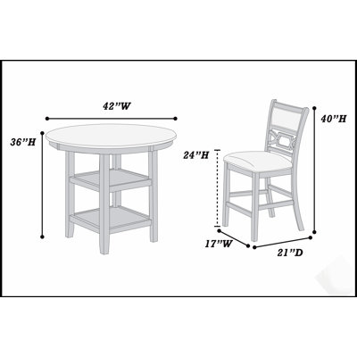 Modern Five Piece Counter Height Dining Set With Round Table Storage Shelves And Four High Chairs