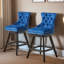 Tabourets de bar pivotants en velours de style détente, capitonnés, pieds en bois et finis chromés-1301803280