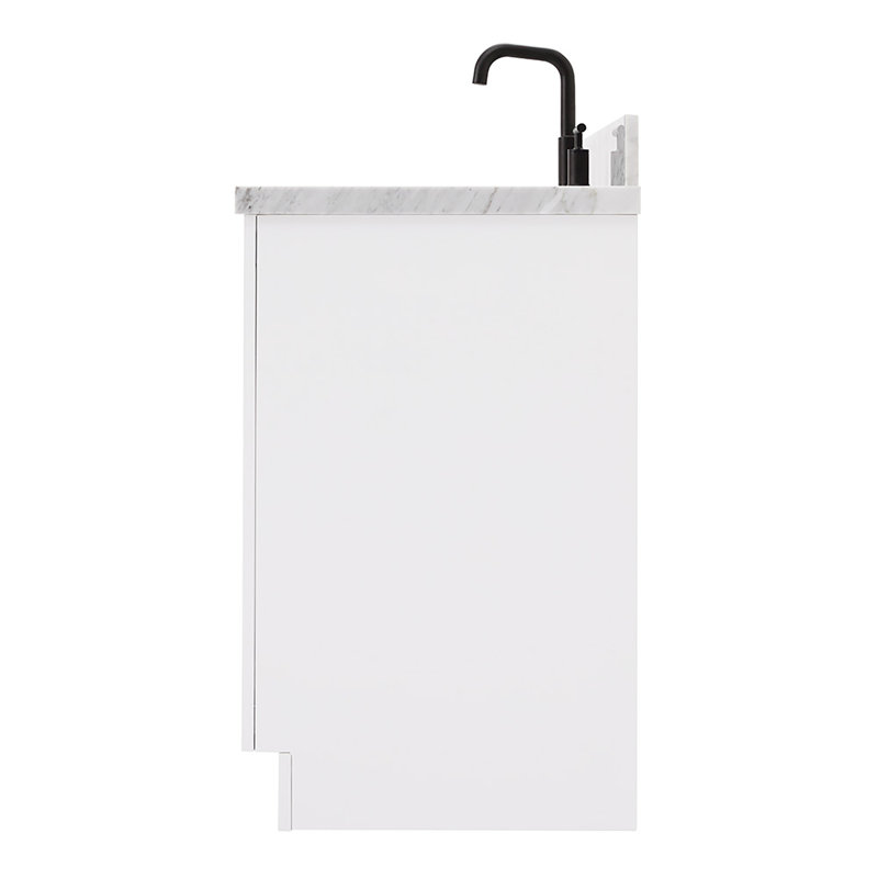 ARIEL HEPBURN 37 IN RIGHT OFFSET RECTANGULAR SINK VANITY 1,5 IN, White, Right, Rectangular