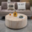 Table basse ronde Art déco en faux travertin - Table d'appoint discrète pour l'intérieur et l'extérieur, idéale pour les salons et les terrasses