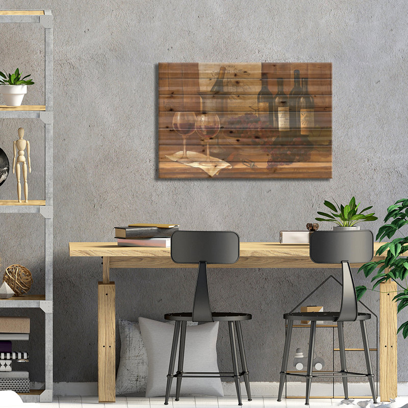 «Vintage Wine» par Albena Hristova - impression sans cadre sur bois, H 26 po x l 40 po x P 1,5 po