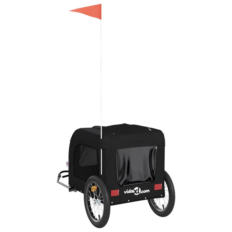 vidaXL Dog Bike Trailer Bicycle Trailer Bike Carriage Oxford Fabric and Iron, 66cm H x 125cm W x 64cm D, Black