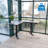Adjustable L-Shaped Metal Base Standing Desk with Power Outlet