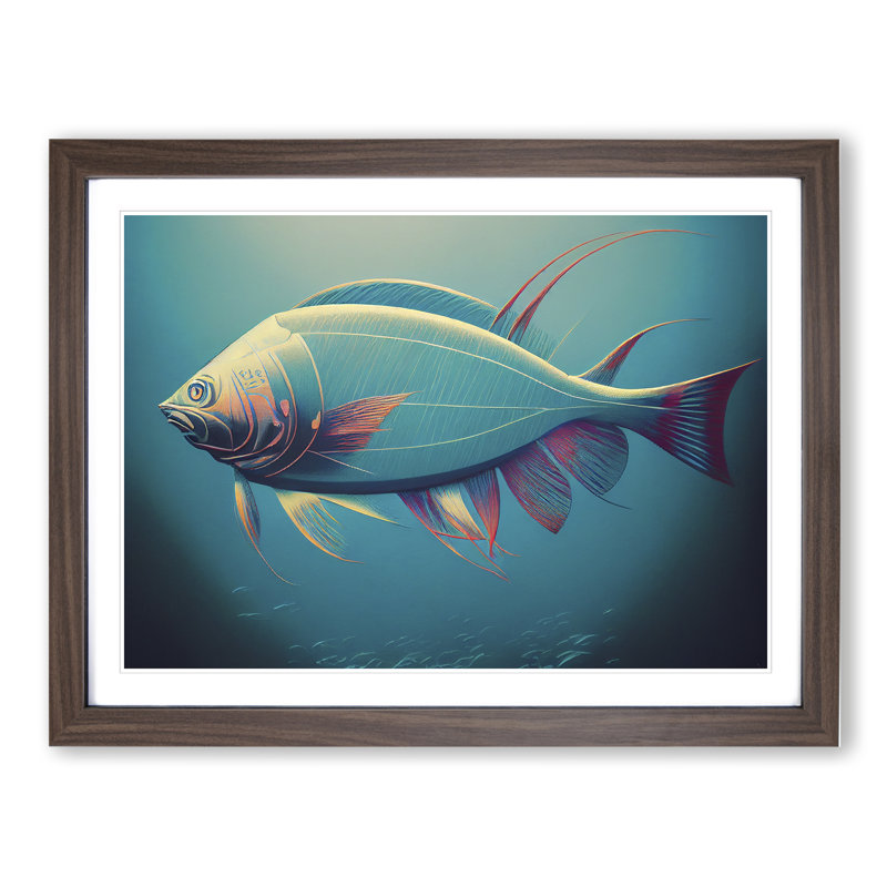 Miraculous Fish - Framed Print, 25cm H x 34cm W x 2cm D, Walnut