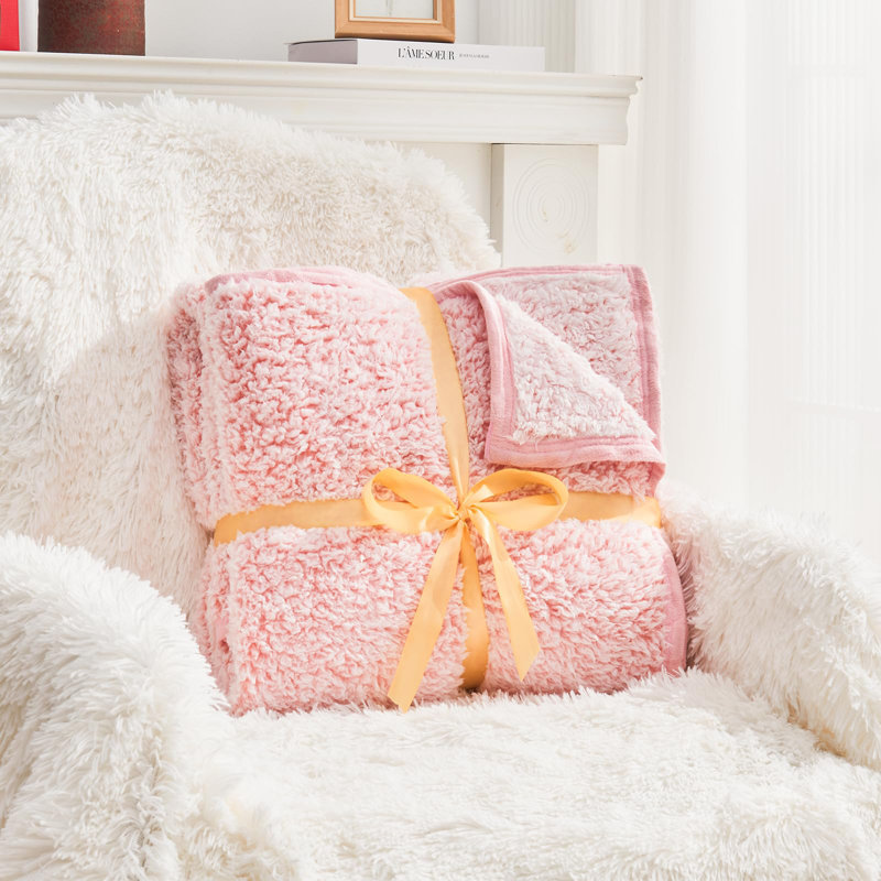 Couvertures en sherpa doux EMME, Grand lit, Rose