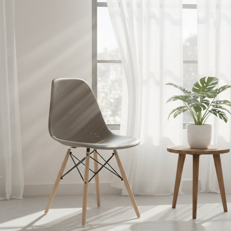 Neveyah Plastic Dining Chair, Gray