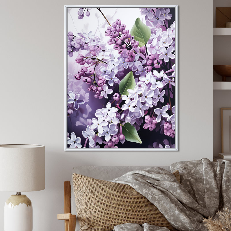 Magnifique paysage de rêve lilas V, Cadre flottant blanc, H 40 po x l 30 po x P 1,5 po