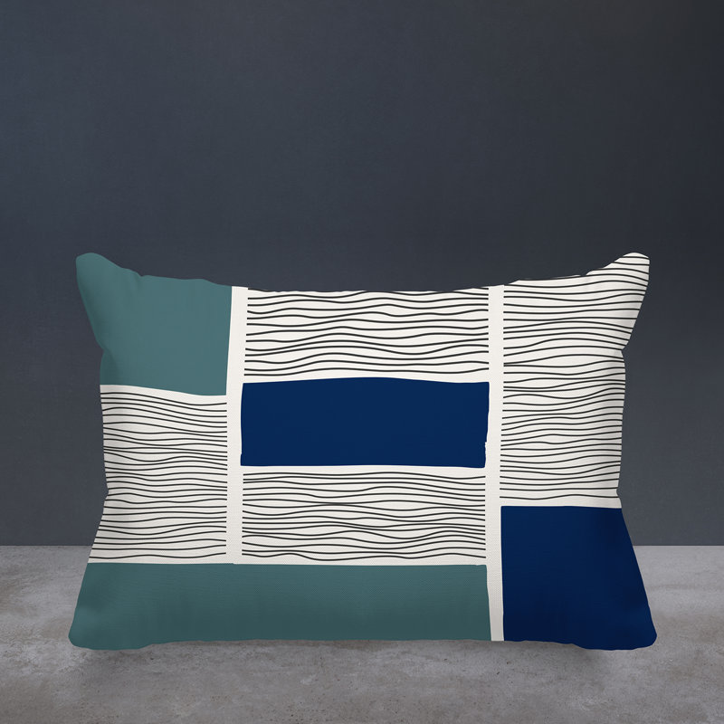 Coussin intérieur / extérieur Rapu, Turquoise / bleu marine